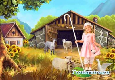 Детский фотошаблон - Пастушка