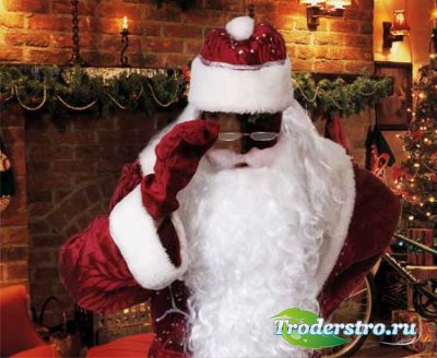 Новогодний шаблон для фотошопа - Санта, он же Дед Мороз