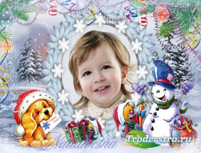 Рамка детская для Photoshop – Поздравляем снеговика