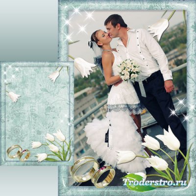 Свадебная рамка для Фотошоп - Нежность тюльпанов