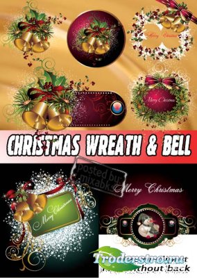     | Christmas wreath & bells (eps + png)