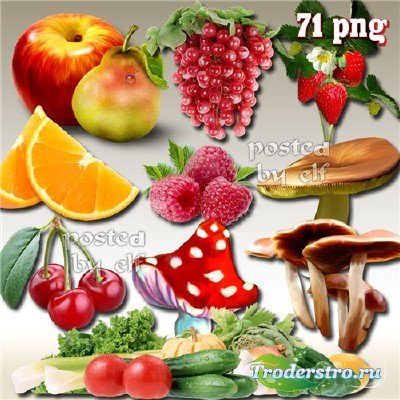 Овощи, фрукты, грибочки – PNG клипарт
