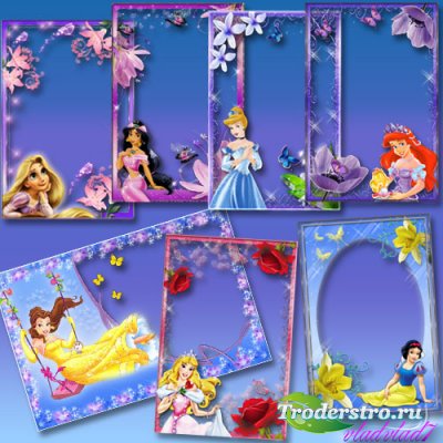 Набор фоторамок для девочек - Диснеевские принцессы и цветы