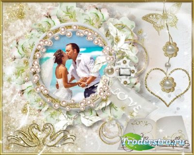 Красивая свадебная рамочка для фотошопа на романтическом фоне - Открытая кн ...