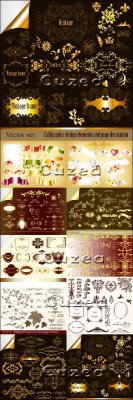 Vintage calligraphical and gold elements for design - Vector Stock photo