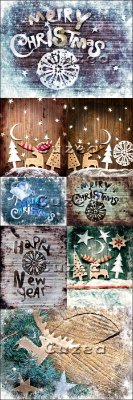Vintage Christmas backgrounds with a deer in blue and brown tone - Stock ph ...