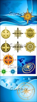 Collection of various compasses in a vector, part 1- Vector Stock