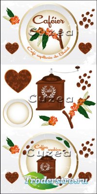 Coffee design elements in vector