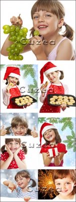 The charming baby with grapes and cookies - Stock photo