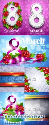   8 ,  2 / Women's Day on March 8 in violet color - vector stock