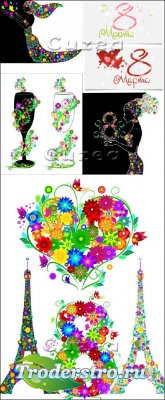   8  -  ,  3/ Women's Day on March 8, part 3- vector stock