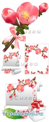      / Vector stock - spring flowers and scroll