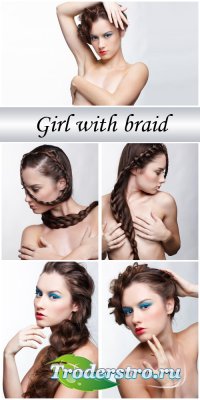 The girl with a braid /    - photo stok