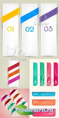 Set of bookmarks, stickers, labels,  numbered banners /  web , ...
