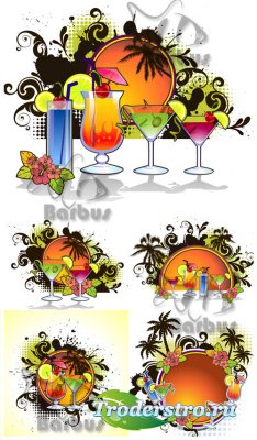 Banner - exotic cocktails, palm trees and the coming sun /    ,    