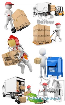 3D men - delivery of parcels / 3D  -  