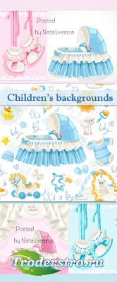     / Children's backgrounds with bootees - Stock photo
