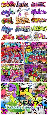 Wall with graffiti /   