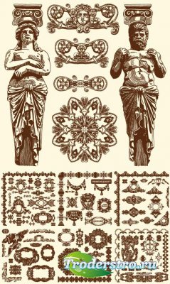 With historical patterns of male and female figure (Vector)