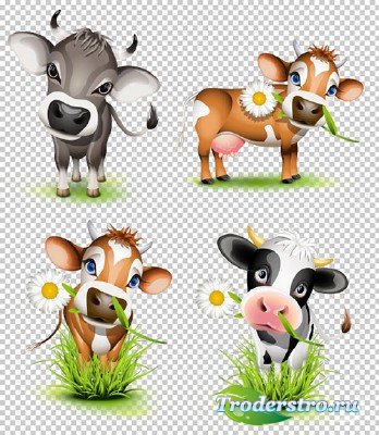 Клипарт - Мультяшные коровы на прозрачном фоне