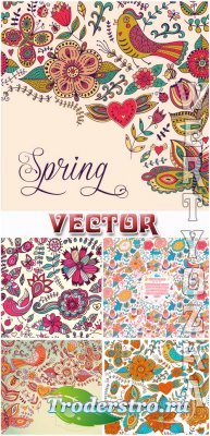       / Vector background with colorful flower designs