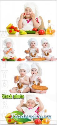     / Children and food - Raster clipart