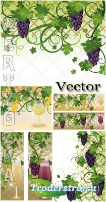 ,    / Grapes, wine glasses with wine - vector