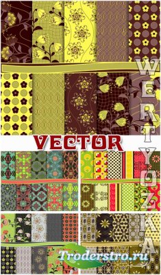    / Collection of floral textures - vector clipar ...