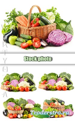  ,    / Fresh fruits and vegetables in a basket - Raster clipart