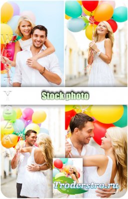     / Couple with balloons - Raster clipart