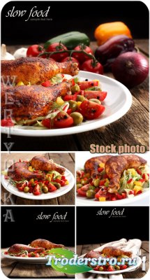    / Chicken with vegetables - Raster clipart
