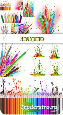 Цветные карандаши,  брызги краски / Colored pencils, splashes paint - Raste ...