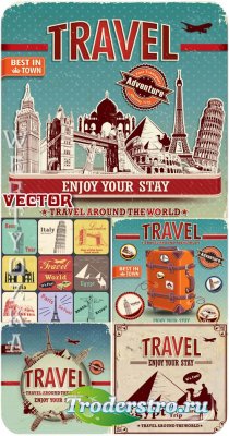 Путешествия, винтаж / Travel, vintage - vector clipart