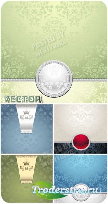      / Vector background with silver ornam ...