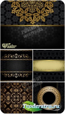    , ,  / Black background with gold - vector