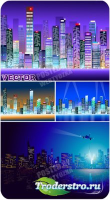     ,  / Vector background with night city