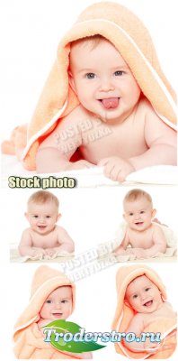      / Funny little baby in a towel - Raster clipart