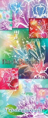      / Abstract flower backgrounds in Vecto ...