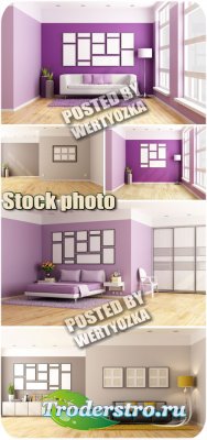      / Interior in gentle lilac tones - stock photos