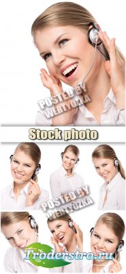 - call- / Girl-operator call-center - stock photos