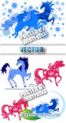  2014 / Horses 2014 - stock vector