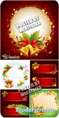       / Christmas background with bells - stock vector