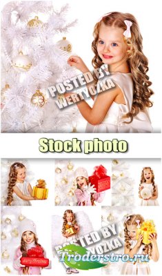   ,   / Girl with gifts, christmas tree - st ...
