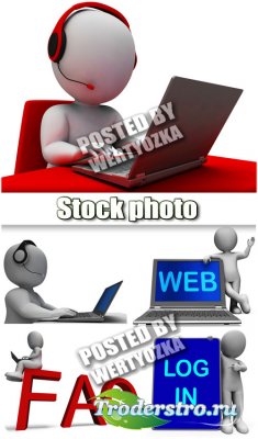 3D      / 3D people with a laptop and a tablet - stock photos