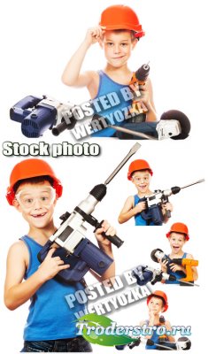 ,    / Builder, a boy with tools - stock phot ...