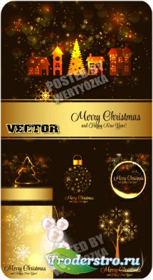        / Gold christmas vector elements