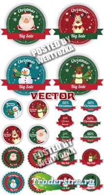       ,    / Christmas and New Year stickers  - stock vector