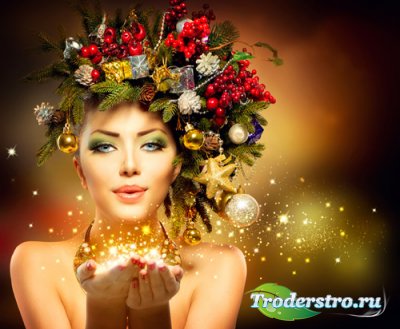 Beautiful girl and Christmas - stock photo