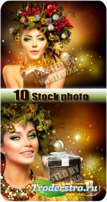 Beautiful girl and Christmas - stock photo