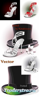 Свадебные туфли и шляпа в Векторе